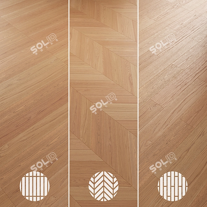 Oak Parquet Flooring Collection 3D model image 6