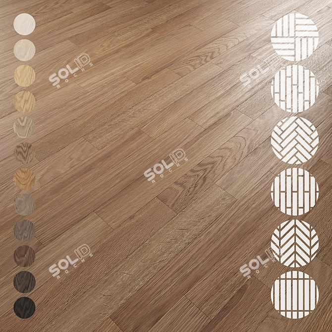 Oak Parquet Flooring Collection 3D model image 1