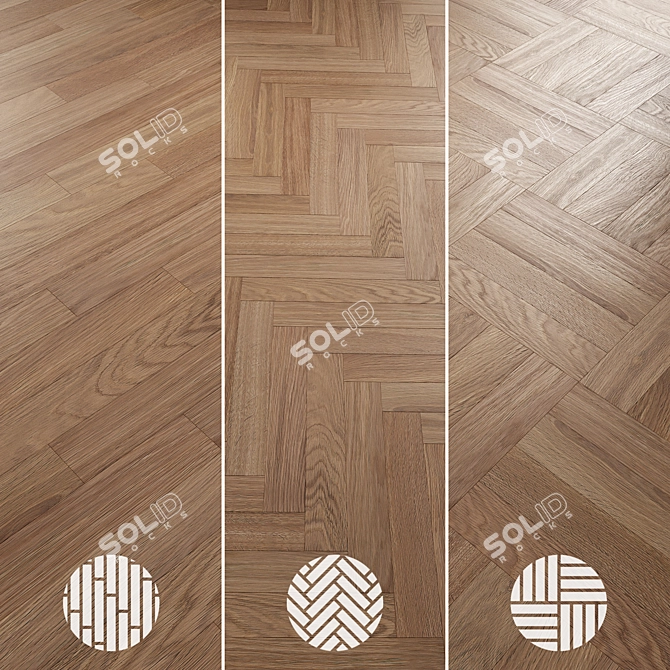 Oak Parquet Flooring Collection 3D model image 5