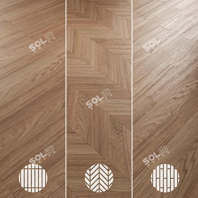 Oak Parquet Flooring Collection 3D model image 6