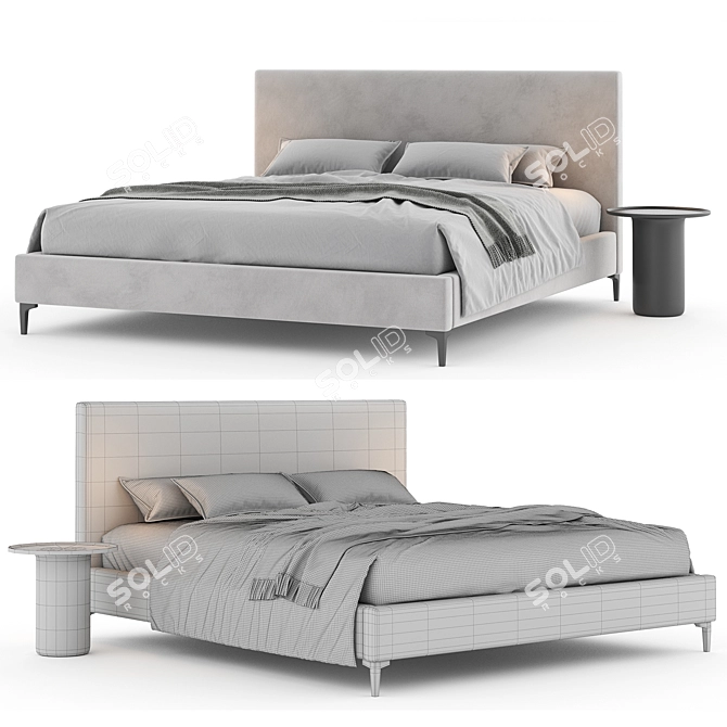 Modern Minimalist Emmett Bed Collection 3D model image 2