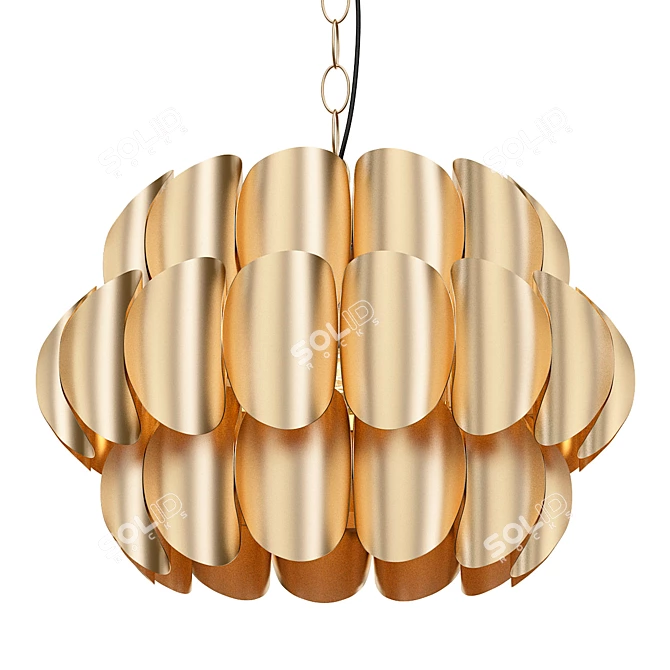 Vintage Brass Pendant Lamp Fixture 3D model image 1