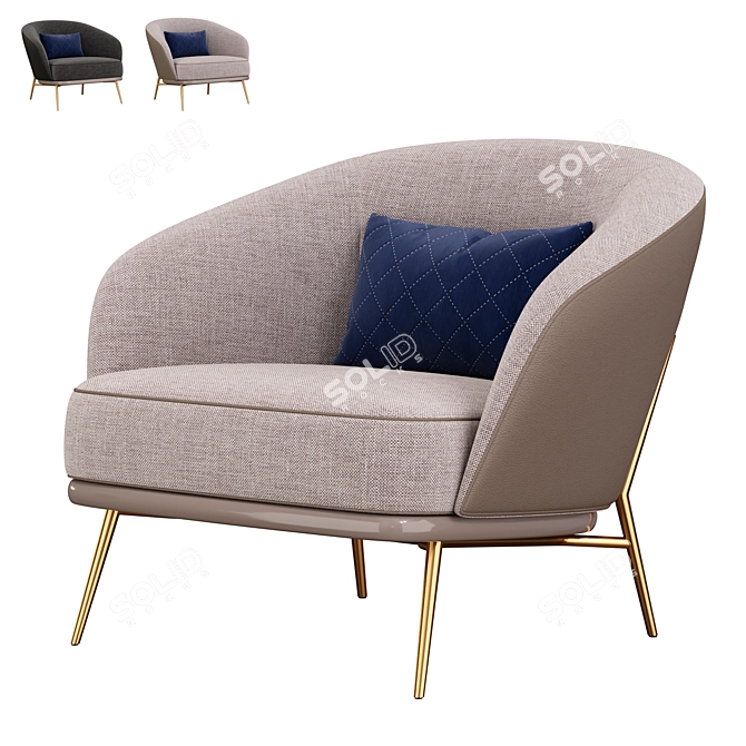 Sleek Blue Mine Armchair Design 3D model image 1