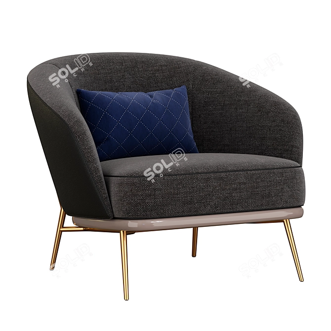 Sleek Blue Mine Armchair Design 3D model image 3