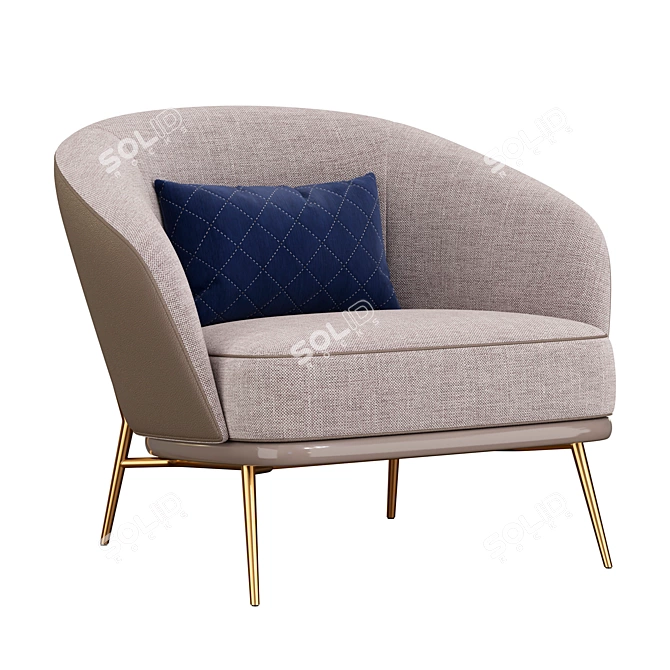 Sleek Blue Mine Armchair Design 3D model image 4