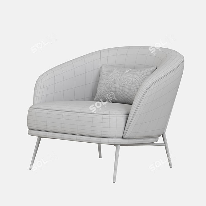 Sleek Blue Mine Armchair Design 3D model image 7