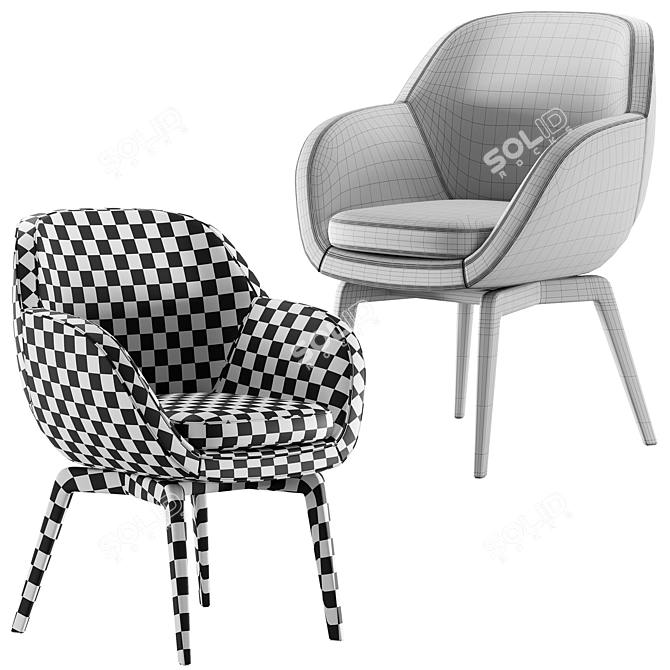 Modern Belt Chair Export FBX 3D model image 4