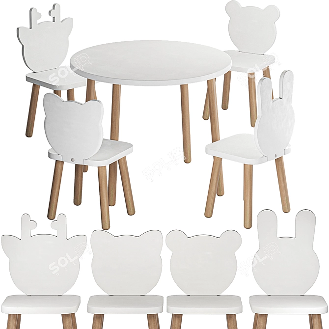 Rume Kids Table Chair Set 3D model image 1