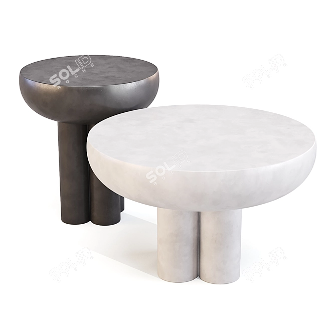 Solid Brutalist-Inspired Crown Table 3D model image 3