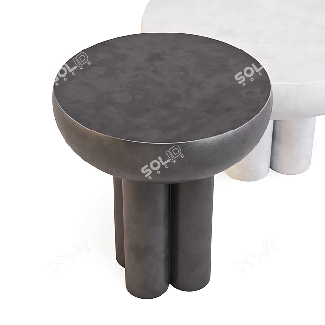 Solid Brutalist-Inspired Crown Table 3D model image 4