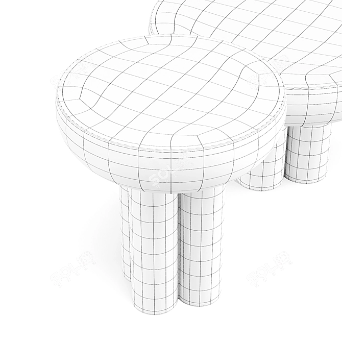 Solid Brutalist-Inspired Crown Table 3D model image 5
