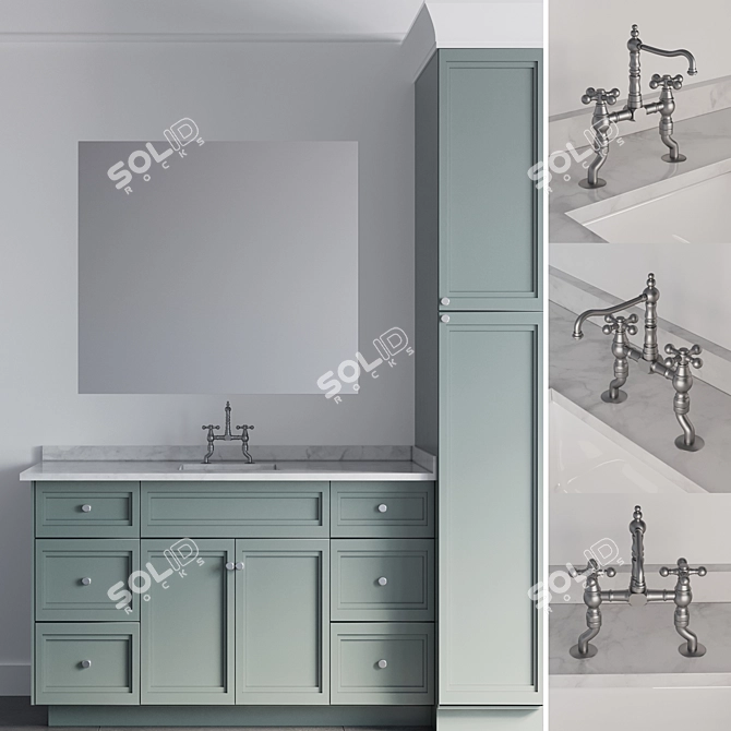 Traditional Bathroom Furniture Ensemble 3D model image 1