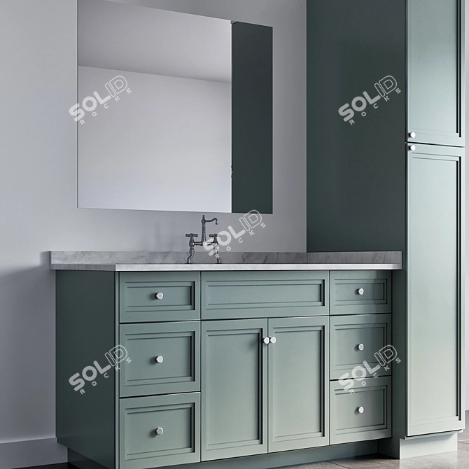 Traditional Bathroom Furniture Ensemble 3D model image 3