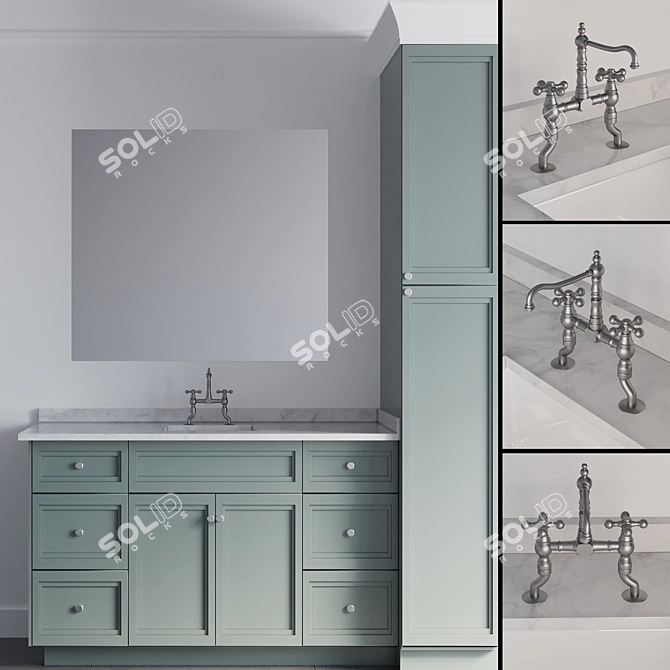 Traditional Bathroom Furniture Ensemble 3D model image 7