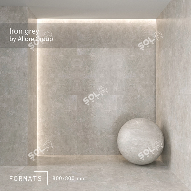 Sleek Iron Grey Floor Tile 3D model image 1