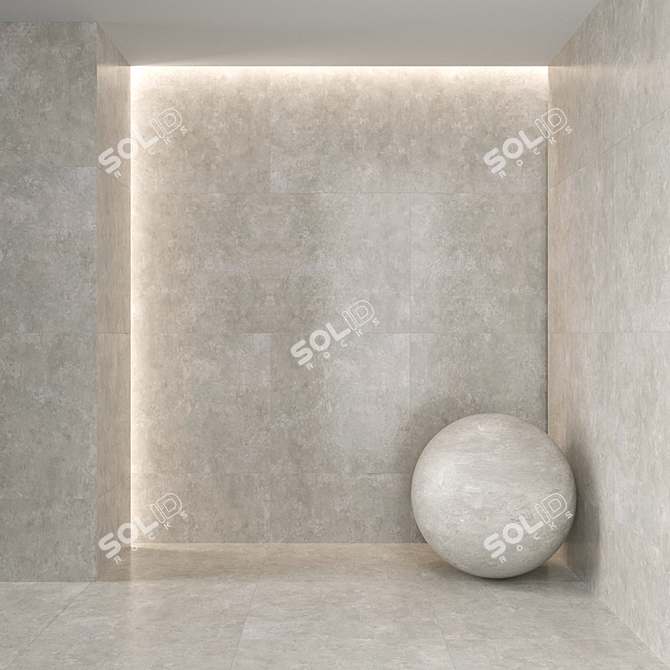 Sleek Iron Grey Floor Tile 3D model image 2