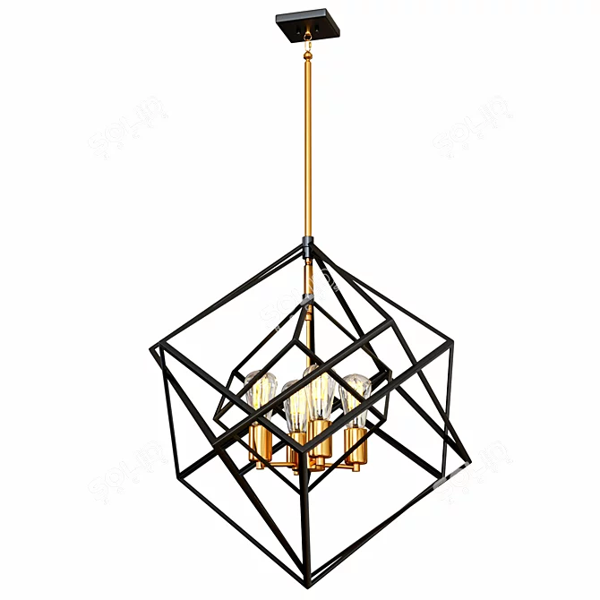 Modern Geometric Chandelier Design 3D model image 2