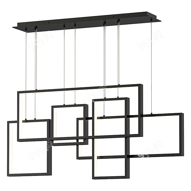 Modern Linear Canvas Chandelier 3D model image 1