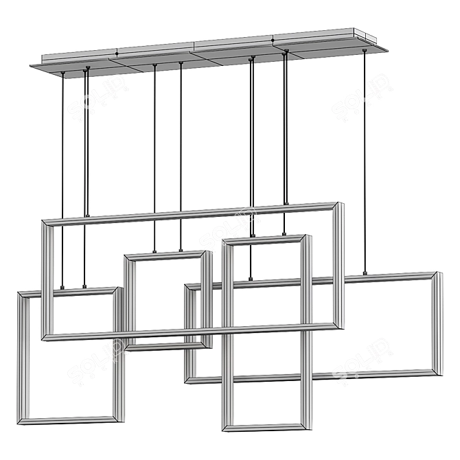 Modern Linear Canvas Chandelier 3D model image 2