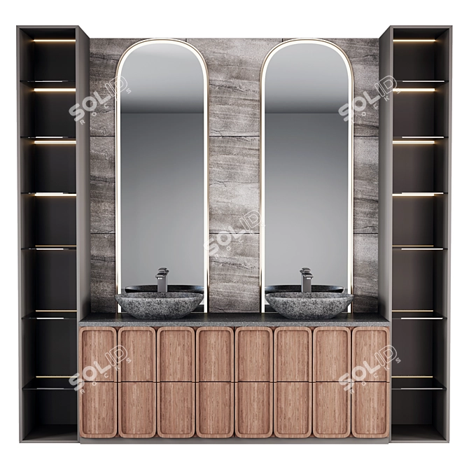 Modern Bathroom Set with Lighting 3D model image 1