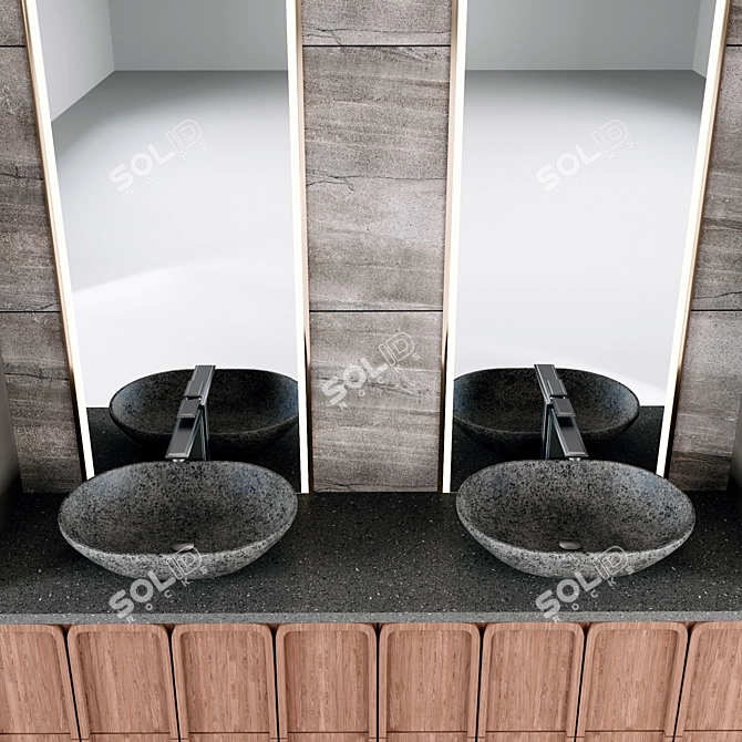 Modern Bathroom Set with Lighting 3D model image 2