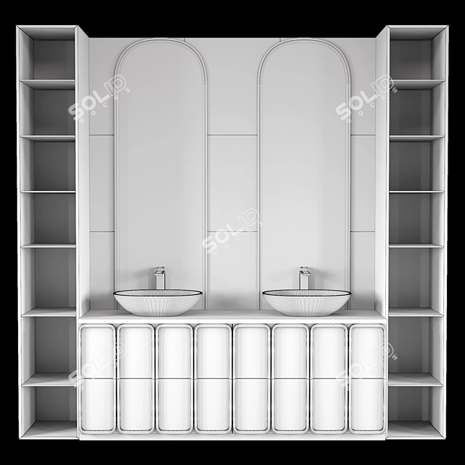 Modern Bathroom Set with Lighting 3D model image 3