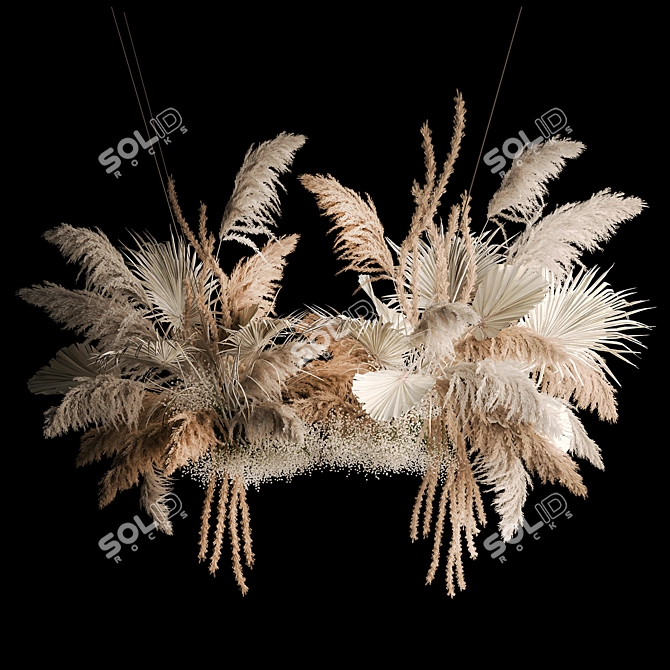 White Pampas Reed Hanging Decor 3D model image 1