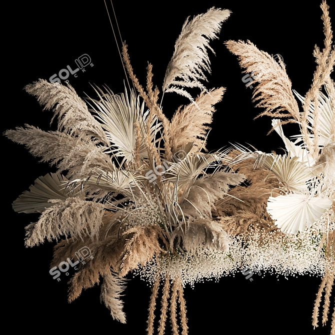 White Pampas Reed Hanging Decor 3D model image 5