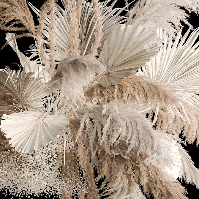 White Pampas Reed Hanging Decor 3D model image 9