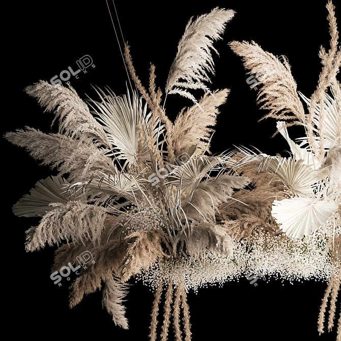 White Pampas Reed Hanging Decor 3D model image 11