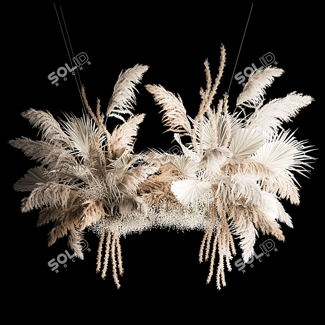 White Pampas Reed Hanging Decor 3D model image 13