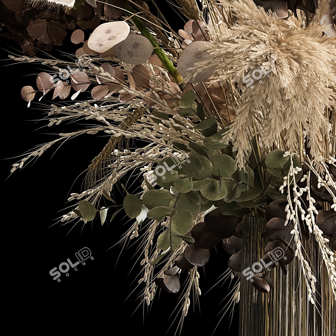 Rustic Elegant Dried Flower Vase 3D model image 4