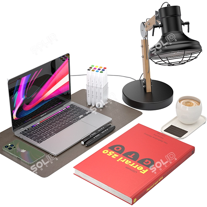 Modern Tech Workspace Set 3D model image 2