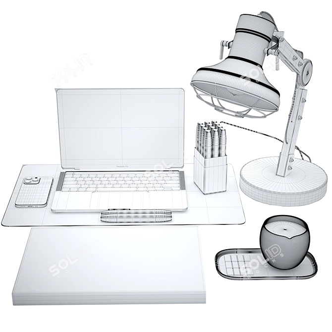 Modern Tech Workspace Set 3D model image 7