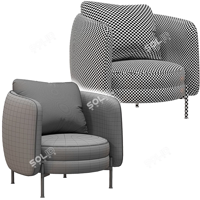 Tweed Fauteuil by E. Gallina 3D model image 5