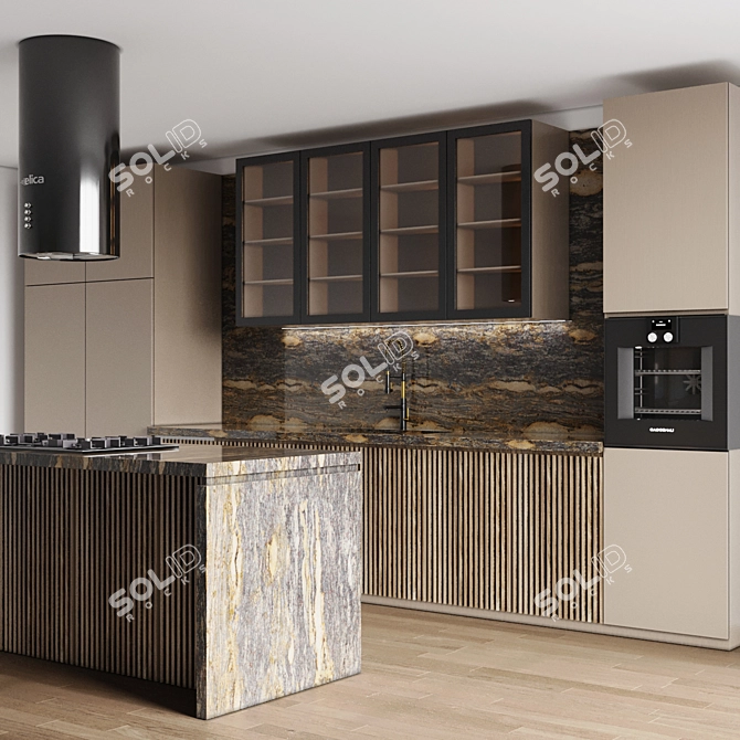 Modern 3D Kitchen Model Set 3D model image 2