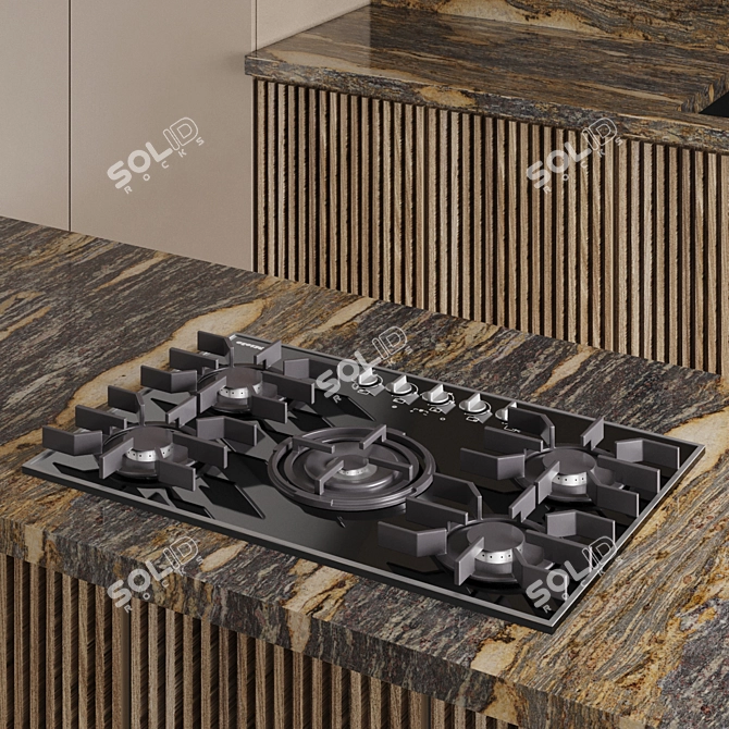 Modern 3D Kitchen Model Set 3D model image 3