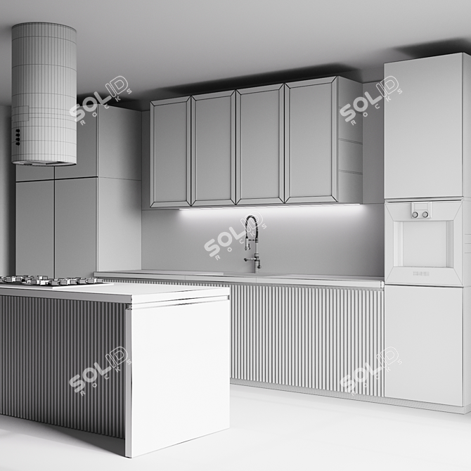 Modern 3D Kitchen Model Set 3D model image 5