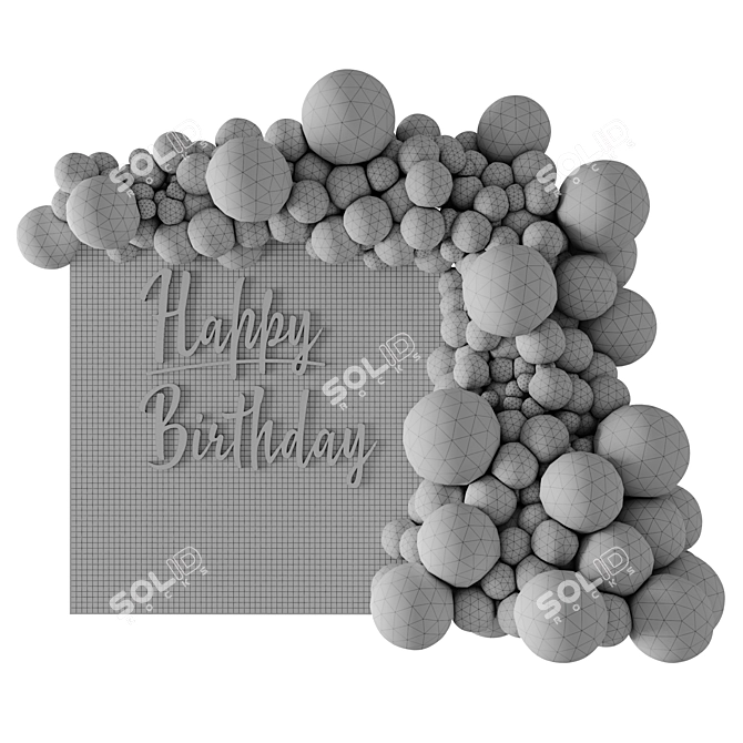 Balloon Photo Zone with Glow-in-the-Dark Sign 3D model image 3