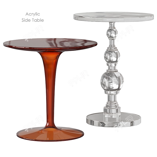 Amber Acrylic Round Side Table 3D model image 1