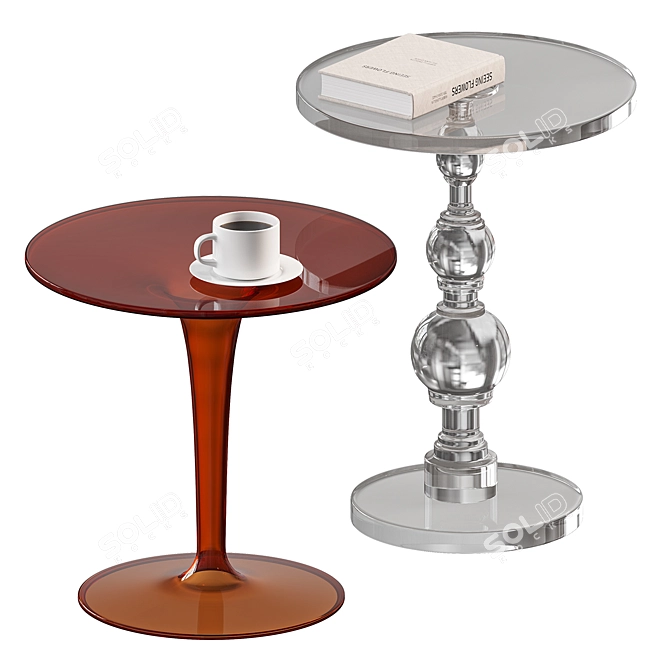 Amber Acrylic Round Side Table 3D model image 2