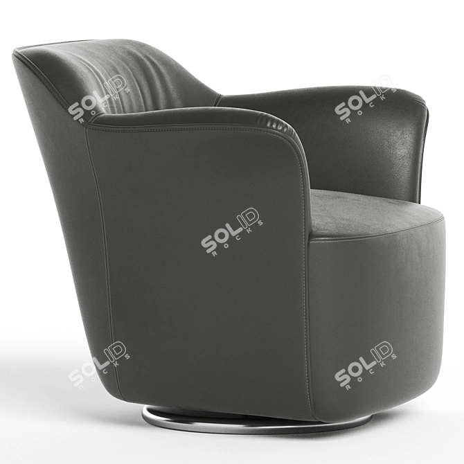 Luxury Tanned Leather Armchair AIDA 3D model image 3