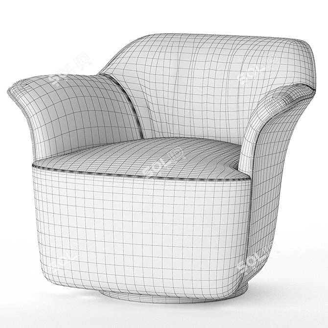 Luxury Tanned Leather Armchair AIDA 3D model image 4