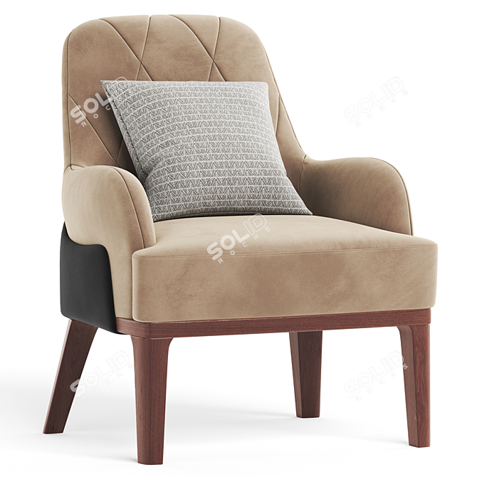 Modern Tufted Fabric Armchair Design 3D model image 1