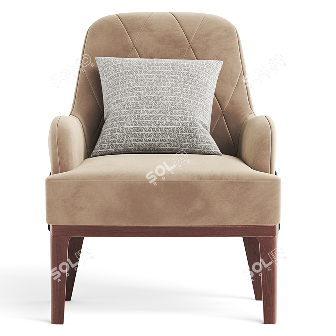 Modern Tufted Fabric Armchair Design 3D model image 2