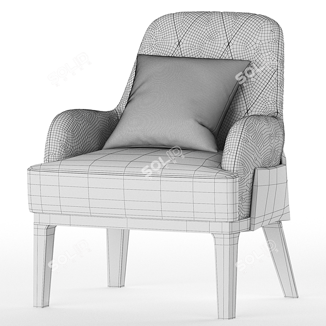 Modern Tufted Fabric Armchair Design 3D model image 4