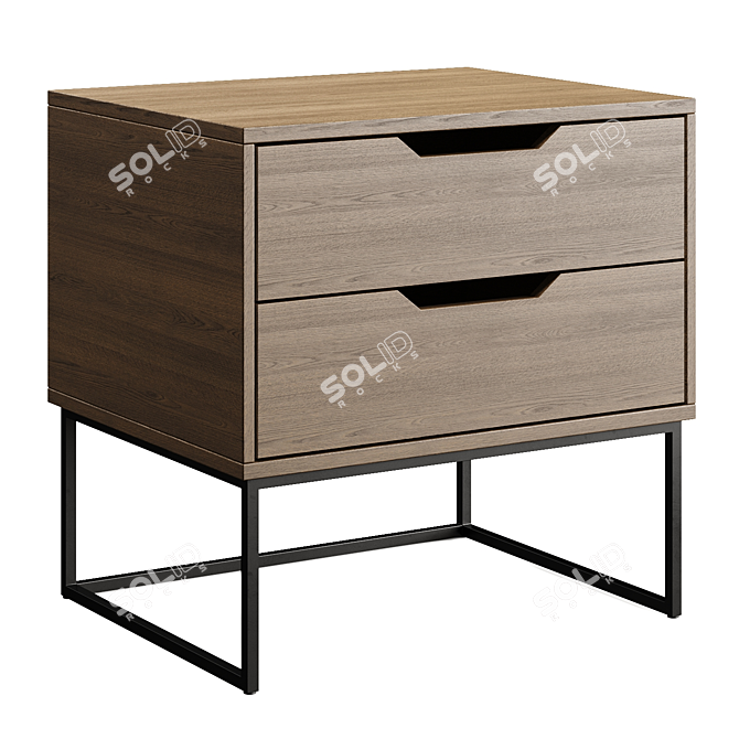 Ramon Oak Bedside Table 3D model image 1