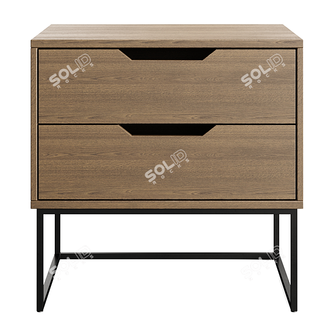 Ramon Oak Bedside Table 3D model image 2