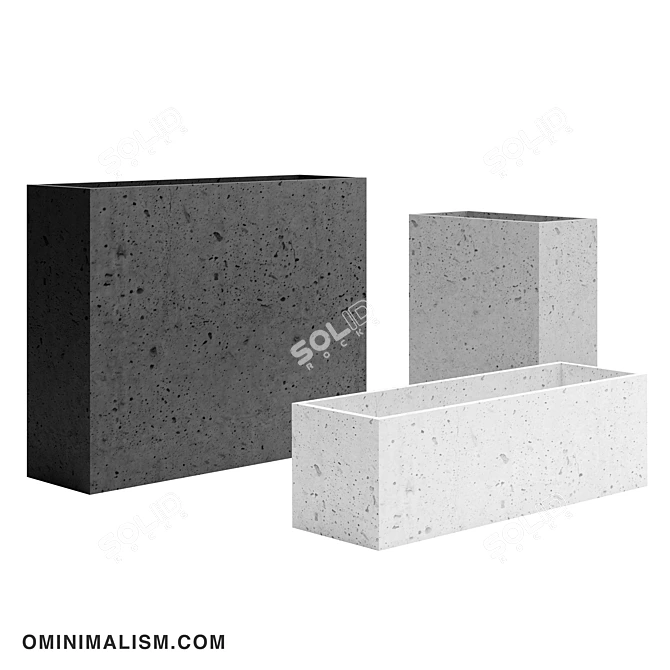 Concrete Ominimalism Rectangular Planters 3D model image 1