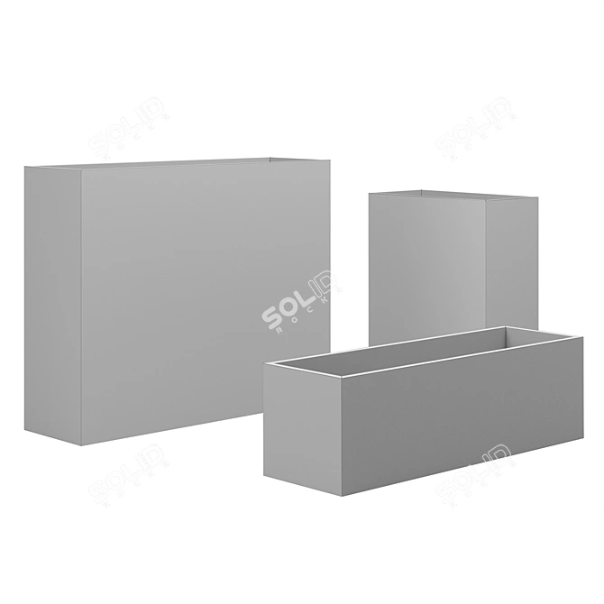 Concrete Ominimalism Rectangular Planters 3D model image 2